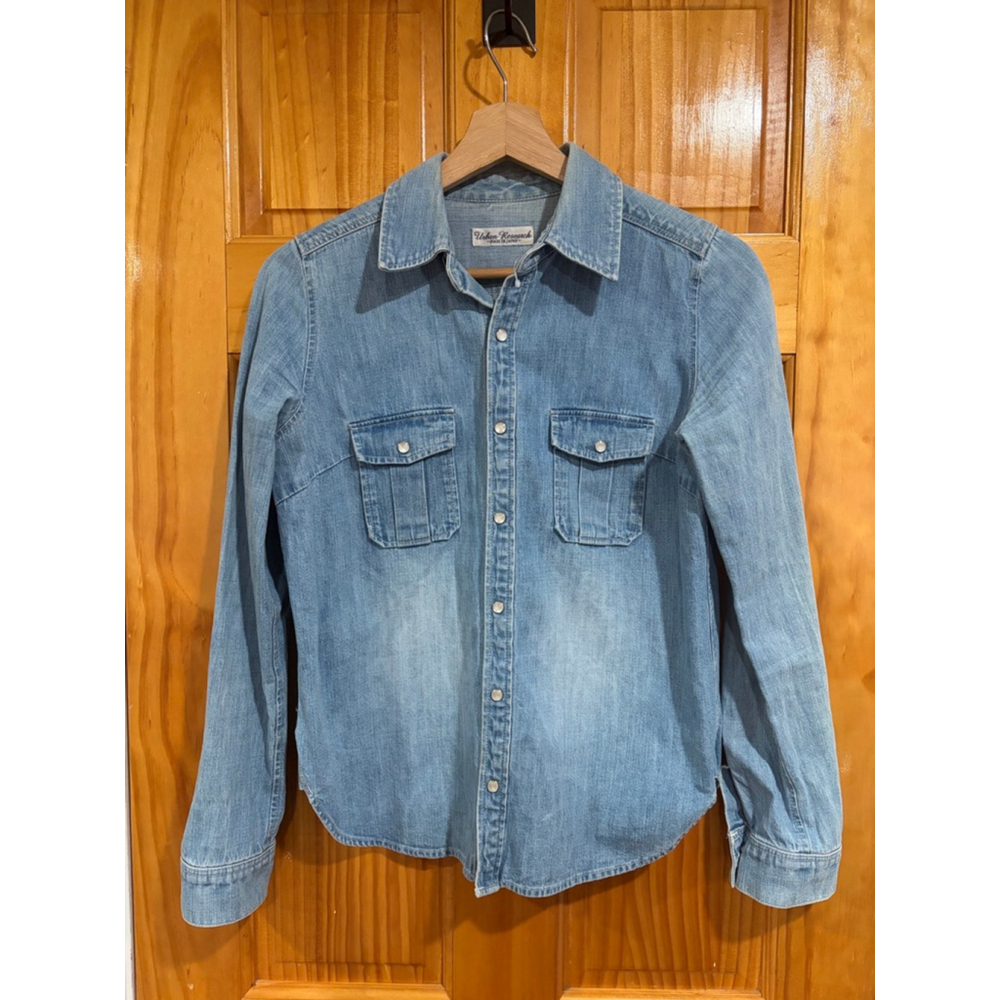 Urban Research Japan Denim Button Front Shirt Jacket Chambray Snap Pockets